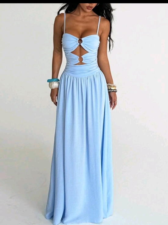 Dresses & Skirts - Light Blue Cutout Maxi Dress - Women